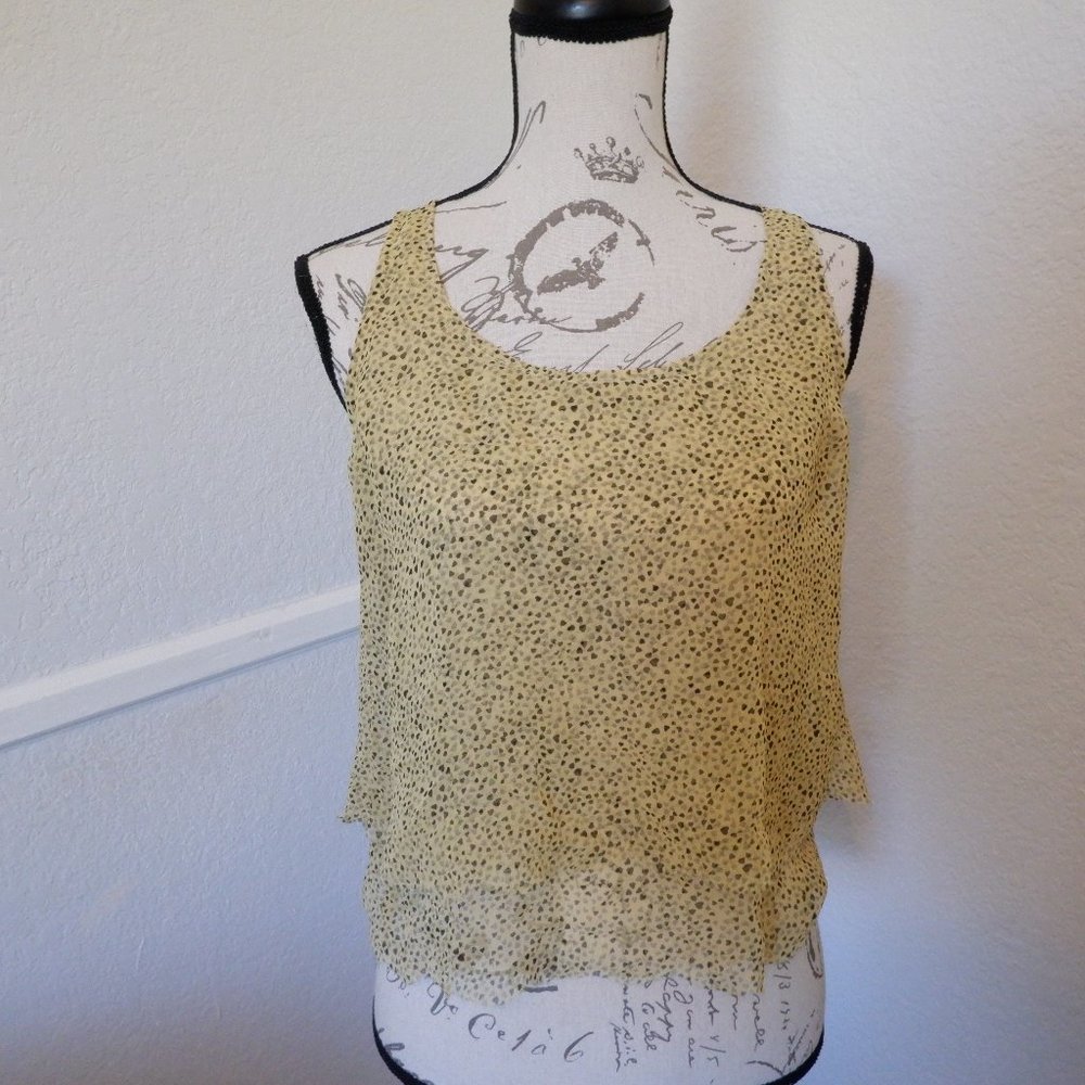 Sheer Yellow Crop Tank w/ Peek-a-Book Back